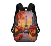sinyumoney 3D Printed 17inch School Bag Parisian Café Sunset Kid's Backpack Bookbag Cute Rucksacks Fashion Casual Schoolbag for Kids for Girl Boy