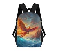 sinyumoney 3D Printed 17inch School Bag Phoenix Rising Over Ocean Waves Kid's Backpack Bookbag Cute Rucksacks Fashion Casual Schoolbag for Kids for Girl Boy