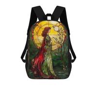 sinyumoney 3D Printed 17inch School Bag Pious Woman Stained Glass Kid's Backpack Bookbag Cute Rucksacks Fashion Casual Schoolbag for Kids for Girl Boy