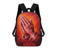 sinyumoney 3D Printed 17inch School Bag Praying Hands Painting Kid's Backpack Bookbag Cute Rucksacks Fashion Casual Schoolbag for Kids for Girl Boy