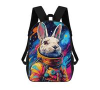 sinyumoney 3D Printed 17inch School Bag Rabbit Astronaut Space Suit-1 Kid's Backpack Bookbag Cute Rucksacks Fashion Casual Schoolbag for Kids for Girl Boy