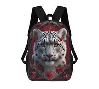 sinyumoney 3D Printed 17inch School Bag Red Leopard with Butterflies Kid's Backpack Bookbag Cute Rucksacks Fashion Casual Schoolbag for Kids for Girl Boy