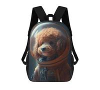 sinyumoney 3D Printed 17inch School Bag Red Poodle Astronaut Kid's Backpack Bookbag Cute Rucksacks Fashion Casual Schoolbag for Kids for Girl Boy