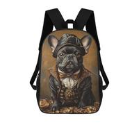 sinyumoney 3D Printed 17inch School Bag Royal Bulldog in Regal Attire Kid's Backpack Bookbag Cute Rucksacks Fashion Casual Schoolbag for Kids for Girl Boy