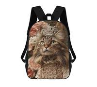sinyumoney 3D Printed 17inch School Bag Royal Cat in Lace Dress Kid's Backpack Bookbag Cute Rucksacks Fashion Casual Schoolbag for Kids for Girl Boy
