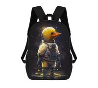 sinyumoney 3D Printed 17inch School Bag Rubber Duck Astronaut Kid's Backpack Bookbag Cute Rucksacks Fashion Casual Schoolbag for Kids for Girl Boy