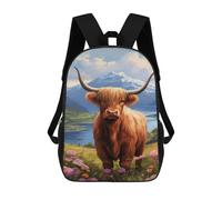 sinyumoney 3D Printed 17inch School Bag Scottish Highland Cow Painting Kid's Backpack Bookbag Cute Rucksacks Fashion Casual Schoolbag for Kids for Girl Boy