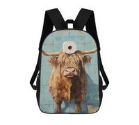 sinyumoney 3D Printed 17inch School Bag Scottish Highland Cow Toilet Paper Holder Kid's Backpack Bookbag Cute Rucksacks Fashion Casual Schoolbag for Kids for Girl Boy