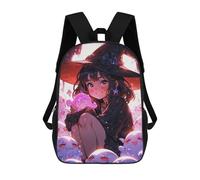 sinyumoney 3D Printed 17inch School Bag Smiling Brunette Witch Kid's Backpack Bookbag Cute Rucksacks Fashion Casual Schoolbag for Kids for Girl Boy