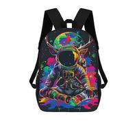 sinyumoney 3D Printed 17inch School Bag Space Deer Astronaut Art Print Kid's Backpack Bookbag Cute Rucksacks Fashion Casual Schoolbag for Kids for Girl Boy
