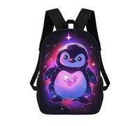 sinyumoney 3D Printed 17inch School Bag Space Penguin Lovers Kid's Backpack Bookbag Cute Rucksacks Fashion Casual Schoolbag for Kids for Girl Boy