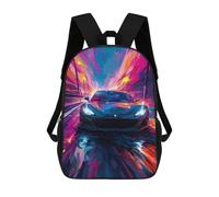 sinyumoney 3D Printed 17inch School Bag Sportscar Speed Artwork Kid's Backpack Bookbag Cute Rucksacks Fashion Casual Schoolbag for Kids for Girl Boy