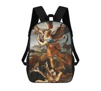 sinyumoney 3D Printed 17inch School Bag St Michael Vanquish Satan Kid's Backpack Bookbag Cute Rucksacks Fashion Casual Schoolbag for Kids for Girl Boy