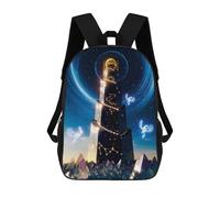 sinyumoney 3D Printed 17inch School Bag Starlight Beacon Tower Kid's Backpack Bookbag Cute Rucksacks Fashion Casual Schoolbag for Kids for Girl Boy
