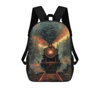 sinyumoney 3D Printed 17inch School Bag Steam Train Through Forest Kid's Backpack Bookbag Cute Rucksacks Fashion Casual Schoolbag for Kids for Girl Boy