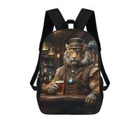 sinyumoney 3D Printed 17inch School Bag Steampunk Craft Beer Tiger Kid's Backpack Bookbag Cute Rucksacks Fashion Casual Schoolbag for Kids for Girl Boy