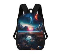 sinyumoney 3D Printed 17inch School Bag Strange Planets Kid's Backpack Bookbag Cute Rucksacks Fashion Casual Schoolbag for Kids for Girl Boy