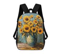 sinyumoney 3D Printed 17inch School Bag Sunflowers in Blue Vase Kid's Backpack Bookbag Cute Rucksacks Fashion Casual Schoolbag for Kids for Girl Boy