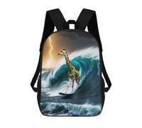 sinyumoney 3D Printed 17inch School Bag Surfing Giraffe in A Storm Kid's Backpack Bookbag Cute Rucksacks Fashion Casual Schoolbag for Kids for Girl Boy