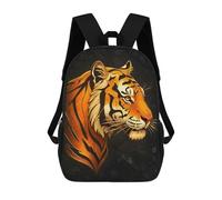sinyumoney 3D Printed 17inch School Bag Tiger Head Profile on Dark Background Kid's Backpack Bookbag Cute Rucksacks Fashion Casual Schoolbag for Kids for Girl Boy