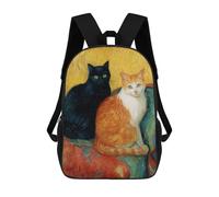 sinyumoney 3D Printed 17inch School Bag Two Cats on A Chair Painting -1 Kid's Backpack Bookbag Cute Rucksacks Fashion Casual Schoolbag for Kids for Girl Boy