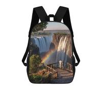 sinyumoney 3D Printed 17inch School Bag Victoria Falls Rainbow View Kid's Backpack Bookbag Cute Rucksacks Fashion Casual Schoolbag for Kids for Girl Boy
