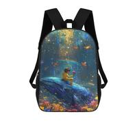 sinyumoney 3D Printed 17inch School Bag Whale, Child, Rainbow, Butterflies, Flowers Kid's Backpack Bookbag Cute Rucksacks Fashion Casual Schoolbag for Kids for Girl Boy