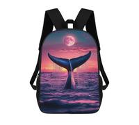 sinyumoney 3D Printed 17inch School Bag Whale Tail Sunset Moon-1 Kid's Backpack Bookbag Cute Rucksacks Fashion Casual Schoolbag for Kids for Girl Boy