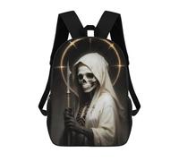 sinyumoney 3D Printed 17inch School Bag White Santa Muerte Kid's Backpack Bookbag Cute Rucksacks Fashion Casual Schoolbag for Kids for Girl Boy