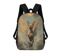 sinyumoney 3D Printed 17inch School Bag Winged Sphynx Cat Angelic Sphynx Cat Kid's Backpack Bookbag Cute Rucksacks Fashion Casual Schoolbag for Kids for Girl Boy