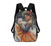 sinyumoney 3D Printed 17inch School Bag Winter Fantasy with Cats Kid's Backpack Bookbag Cute Rucksacks Fashion Casual Schoolbag for Kids for Girl Boy