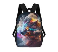 sinyumoney 3D Printed 17inch School Bag Wolf in Smoke V3 Kid's Backpack Bookbag Cute Rucksacks Fashion Casual Schoolbag for Kids for Girl Boy