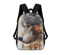 sinyumoney 3D Printed 17inch School Bag Wolf Portrait with Forest Kid's Backpack Bookbag Cute Rucksacks Fashion Casual Schoolbag for Kids for Girl Boy