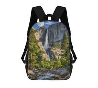 sinyumoney 3D Printed 17inch School Bag Yosemite Valley Waterfall Moon Kid's Backpack Bookbag Cute Rucksacks Fashion Casual Schoolbag for Kids for Girl Boy