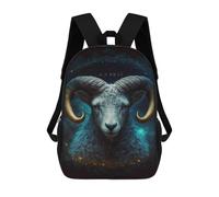 sinyumoney 3D Printed 17inch School Bag Zodiac Ram Art Print Kid's Backpack Bookbag Cute Rucksacks Fashion Casual Schoolbag for Kids for Girl Boy