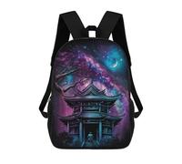 sinyumoney 3D Printed 17inch Serene Pagoda Under Celestial Sky Children's School Bags Rucksacks High Capacity Travel Kids School Bag Fashion Book Bags Boy Girl Back Pack
