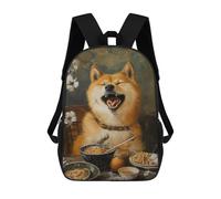sinyumoney 3D Printed 17inch Shiba Inu Ramen Noodles Children's School Bags Rucksacks High Capacity Travel Kids School Bag Fashion Book Bags Boy Girl Back Pack