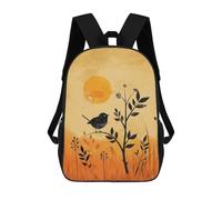 sinyumoney 3D Printed 17inch Silhouette Bird Sunset Children's School Bags Rucksacks High Capacity Travel Kids School Bag Fashion Book Bags Boy Girl Back Pack