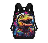 sinyumoney 3D Printed 17inch Space Dinosaur Art Print -2 Children's School Bags Rucksacks High Capacity Travel Kids School Bag Fashion Book Bags Boy Girl Back Pack