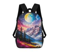 sinyumoney 3D Printed 17inch The Moon And The Mountains Children's School Bags Rucksacks High Capacity Travel Kids School Bag Fashion Book Bags Boy Girl Back Pack