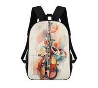 sinyumoney 3D Printed 17inch Travel Bags Abstract Saxophone Kids School Backpack Outdoor Casual Daypack Fashion Casual Children Backpacks for Girls Women