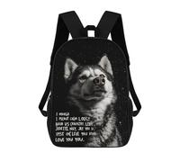 sinyumoney 3D Printed 17inch Travel Bags Adorable Husky with Heartfelt Message Kids School Backpack Outdoor Casual Daypack Fashion Casual Children Backpacks for Girls Women
