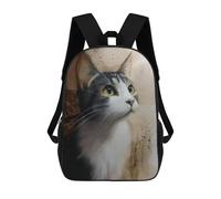 sinyumoney 3D Printed 17inch Travel Bags Adorable Tabby Cat Portrait Kids School Backpack Outdoor Casual Daypack Fashion Casual Children Backpacks for Girls Women
