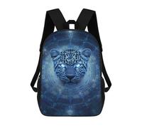 sinyumoney 3D Printed 17inch Travel Bags Blue Leopard Mandala Art Print Kids School Backpack Outdoor Casual Daypack Fashion Casual Children Backpacks for Girls Women