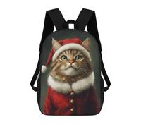sinyumoney 3D Printed 17inch Travel Bags Christmas Cat Santa Costume Kids School Backpack Outdoor Casual Daypack Fashion Casual Children Backpacks for Girls Women