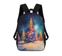 sinyumoney 3D Printed 17inch Travel Bags Colorful Christmas Tree Night Scene -1 Kids School Backpack Outdoor Casual Daypack Fashion Casual Children Backpacks for Girls Women