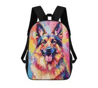 sinyumoney 3D Printed 17inch Travel Bags Colorful German Shepherd Painting-3 Kids School Backpack Outdoor Casual Daypack Fashion Casual Children Backpacks for Girls Women