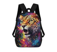 sinyumoney 3D Printed 17inch Travel Bags Colorful Leopard Art Print-3 Kids School Backpack Outdoor Casual Daypack Fashion Casual Children Backpacks for Girls Women