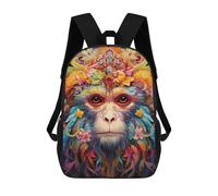 sinyumoney 3D Printed 17inch Travel Bags Colorful Monkey Art Print Kids School Backpack Outdoor Casual Daypack Fashion Casual Children Backpacks for Girls Women