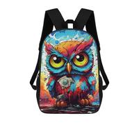 sinyumoney 3D Printed 17inch Travel Bags Colorful Owl with Camera Illustration Kids School Backpack Outdoor Casual Daypack Fashion Casual Children Backpacks for Girls Women